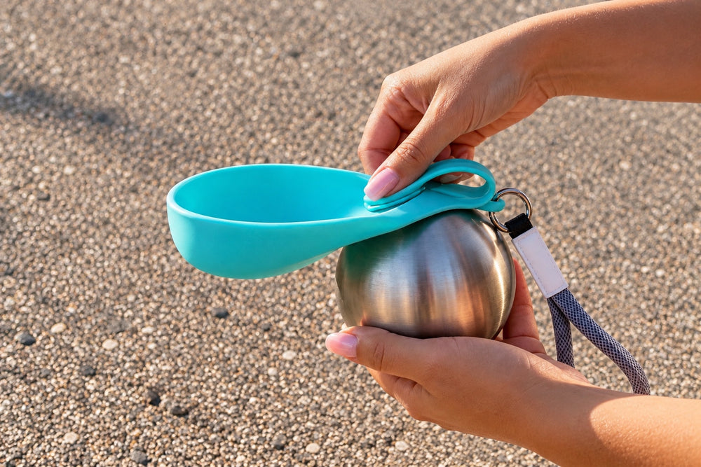 Opening the Walkmate cap with the drinking bowl unfolded